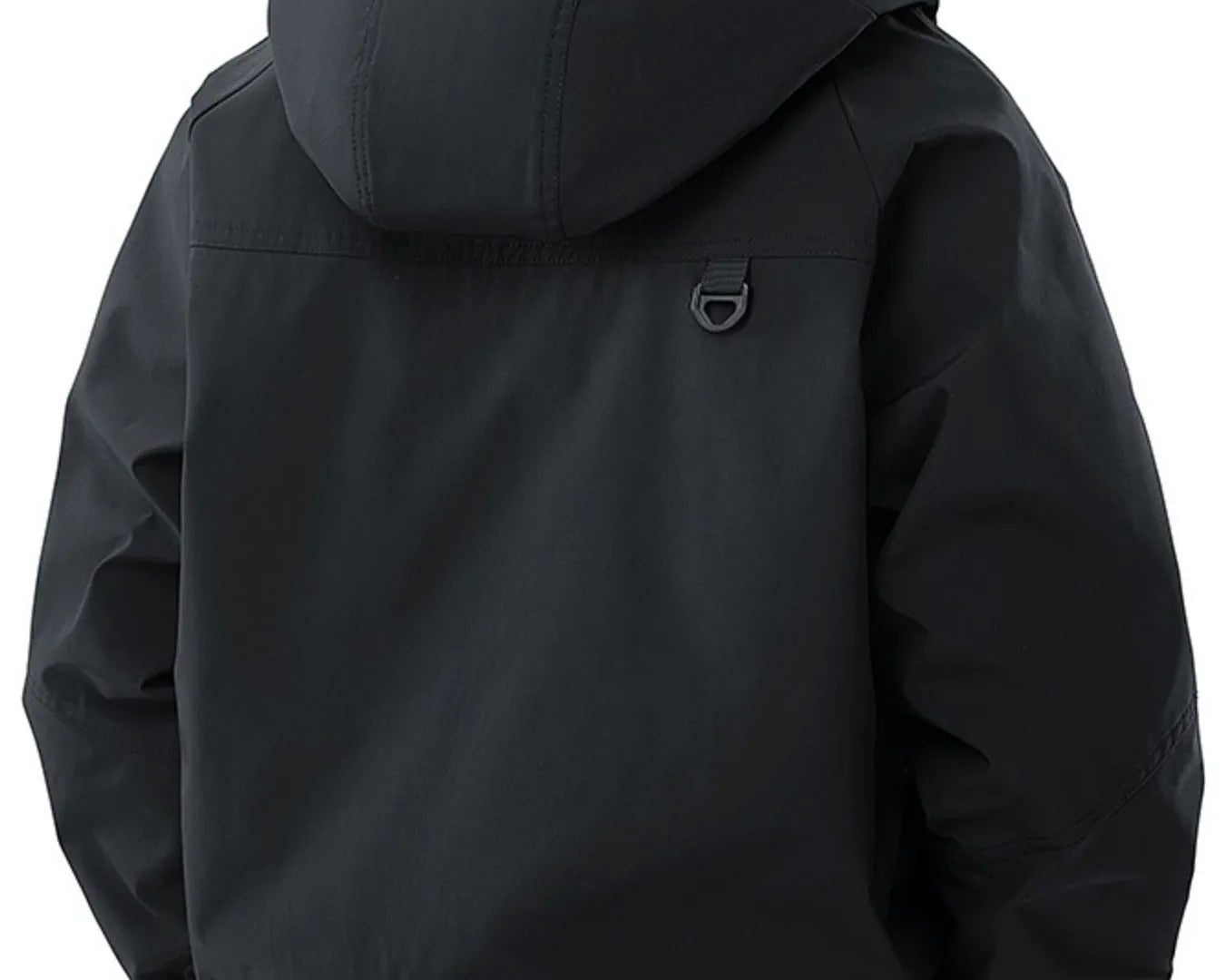 NEWYORKLISTED ATLAS MEN'S COLLECTION: Black jacket with a hood on a white background