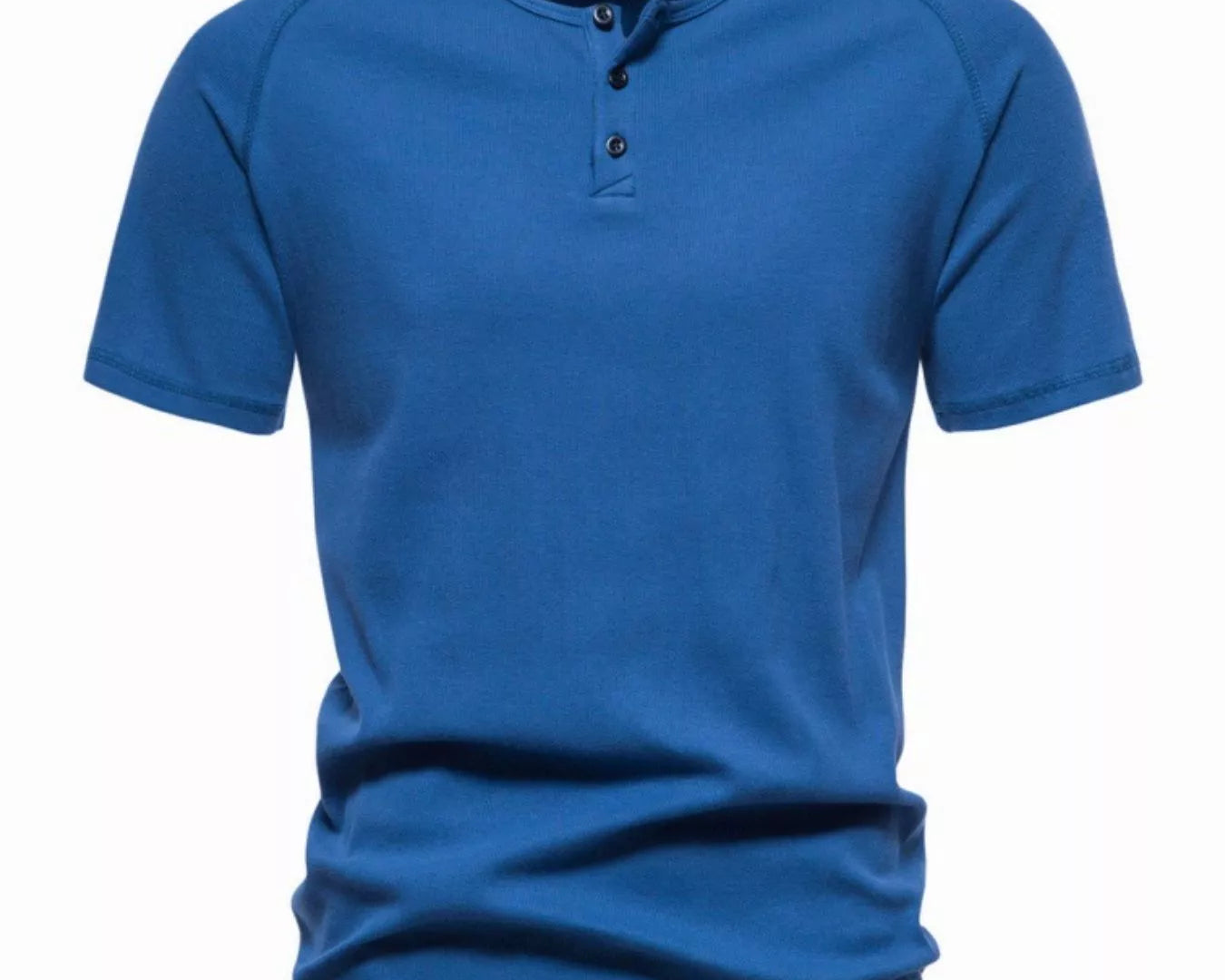 NEWYORKLISTED ATLAS MEN'S COLLECTION: Blue henley shirt on a white background