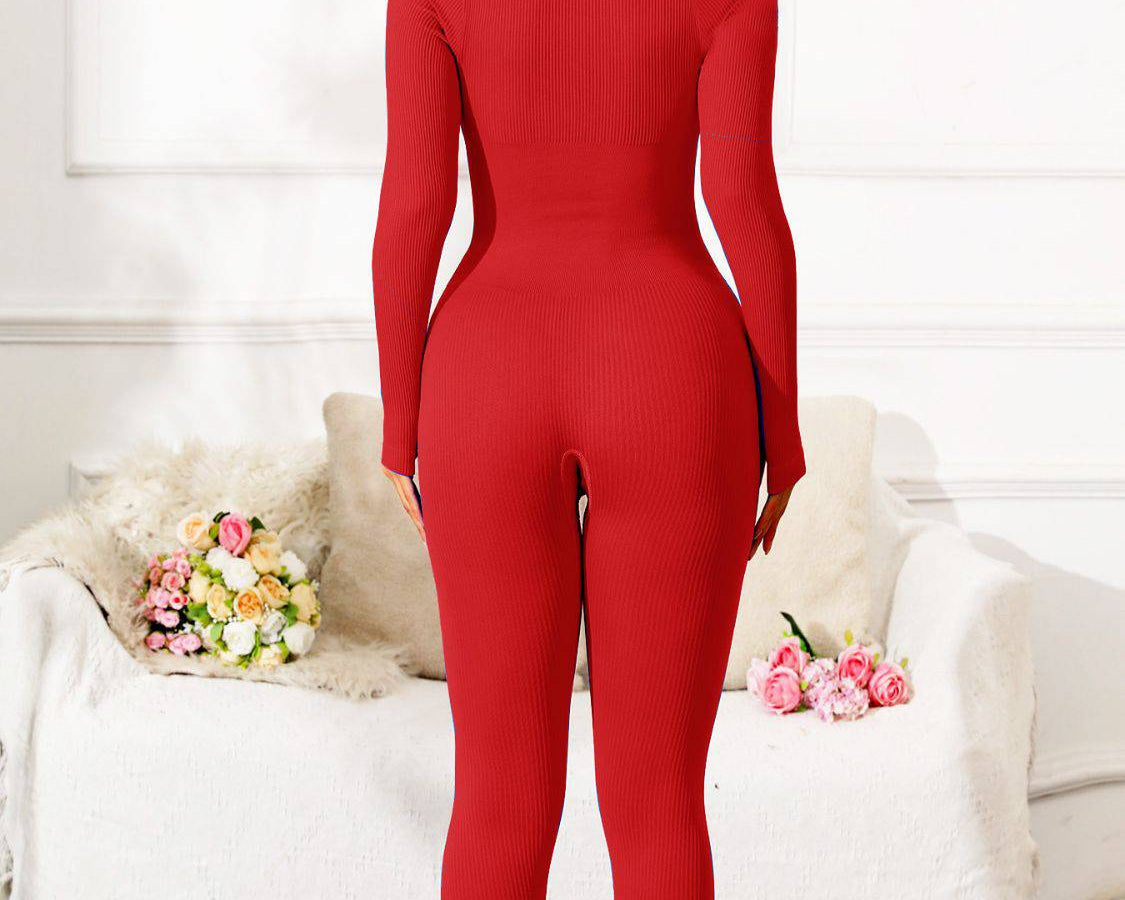 Scoop Neck Long Sleeve Active Jumpsuit - NEWYORKLISTED