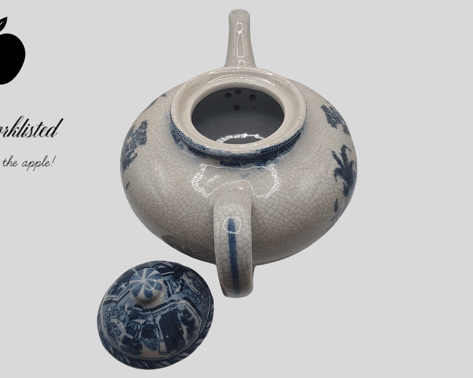 Blue and White Porcelain Teapot – 18th Century Style Replica with Crackle Glaze - NEWYORKLISTED