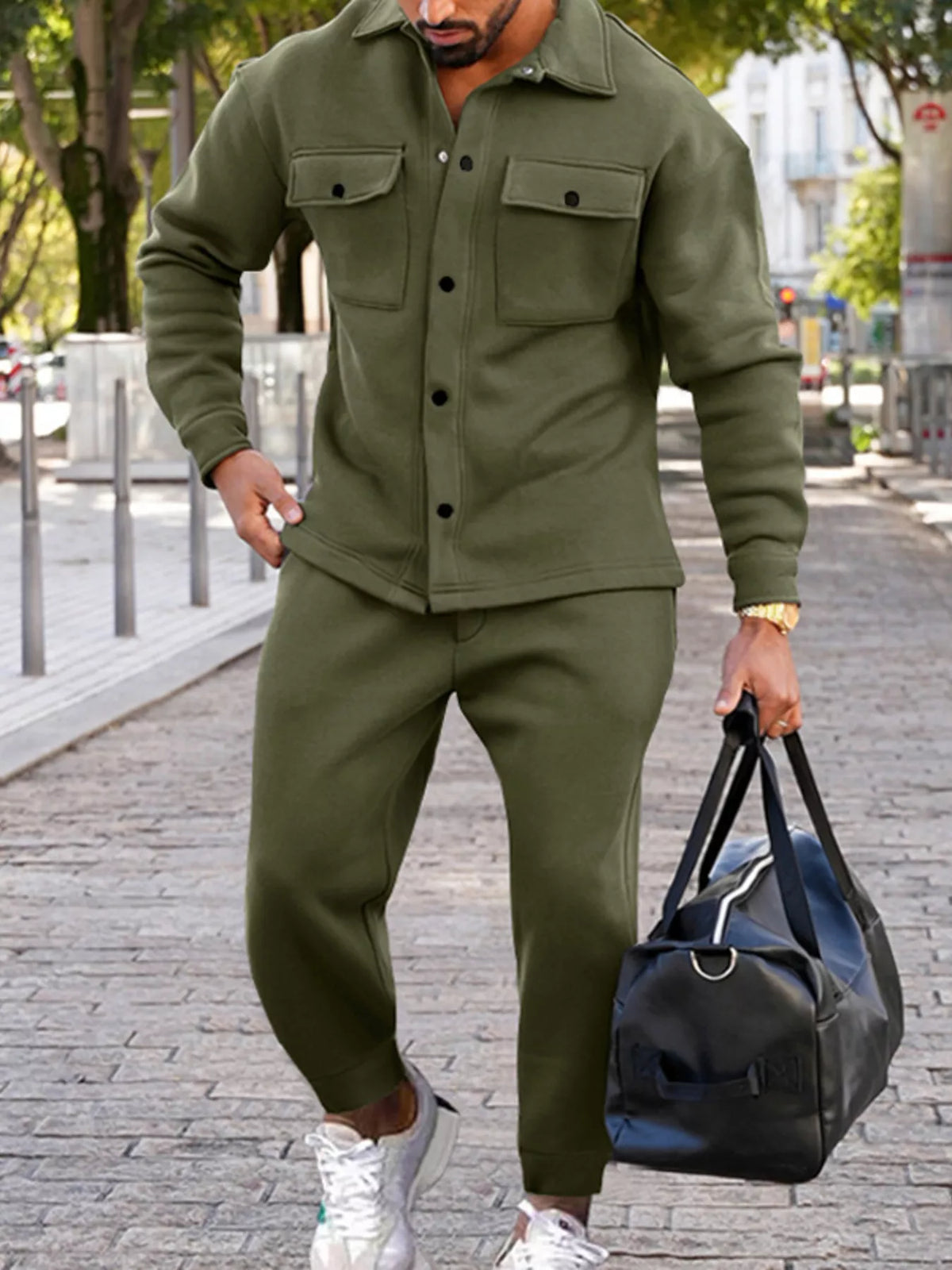 NEWYORKLISTED ATLAS MEN'S COLLECTION – Men's long-sleeve shirt and joggers two-piece set, product image 16