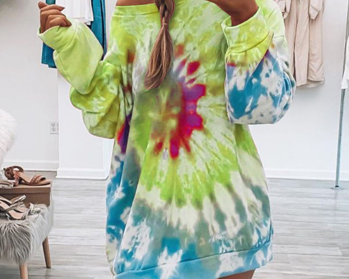 NEWYORKLISTED STYLE COLLECTION: Tie-Dye Long Sleeve Dress - NEWYORKLISTED