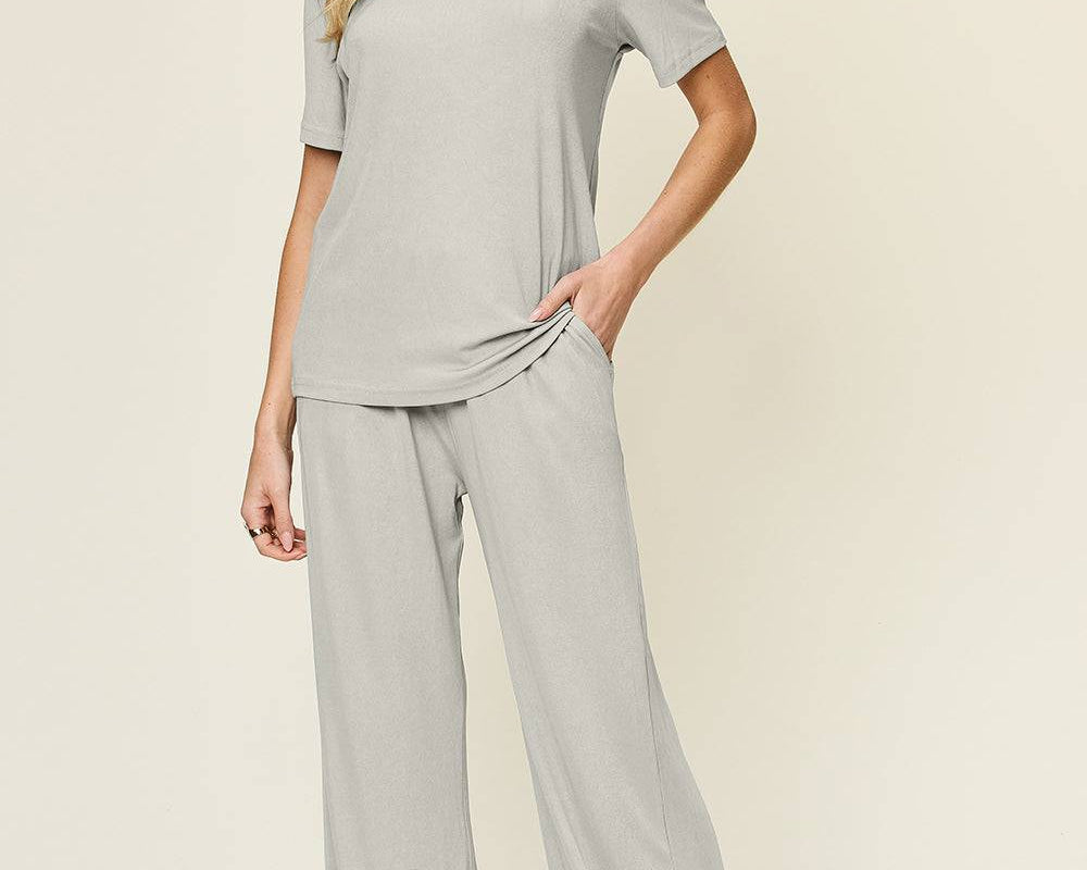NYLD Two Piece Outfit Set in Light Grey
