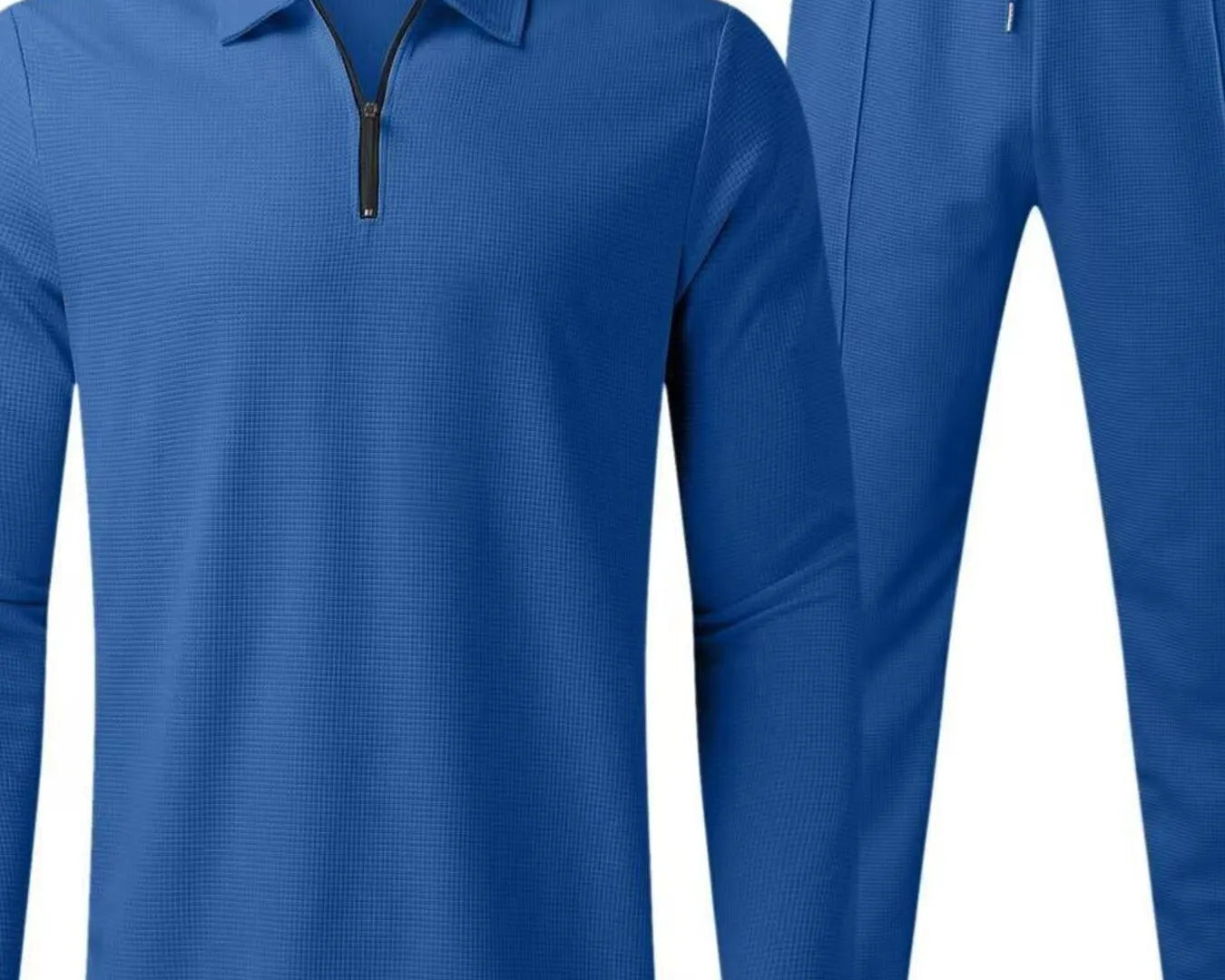 NEWYORKLISTED ATLAS MEN'S COLLECTION: Blue long-sleeve shirt and pants set on a white background