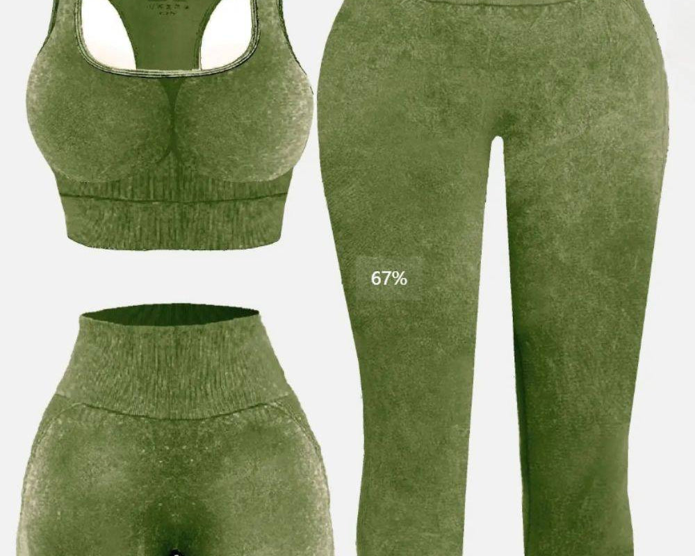 NEWYORKLISTED STYLE COLLECTION: 3 Piece Washed Square Neck Wide Strap Active Set - NEWYORKLISTED