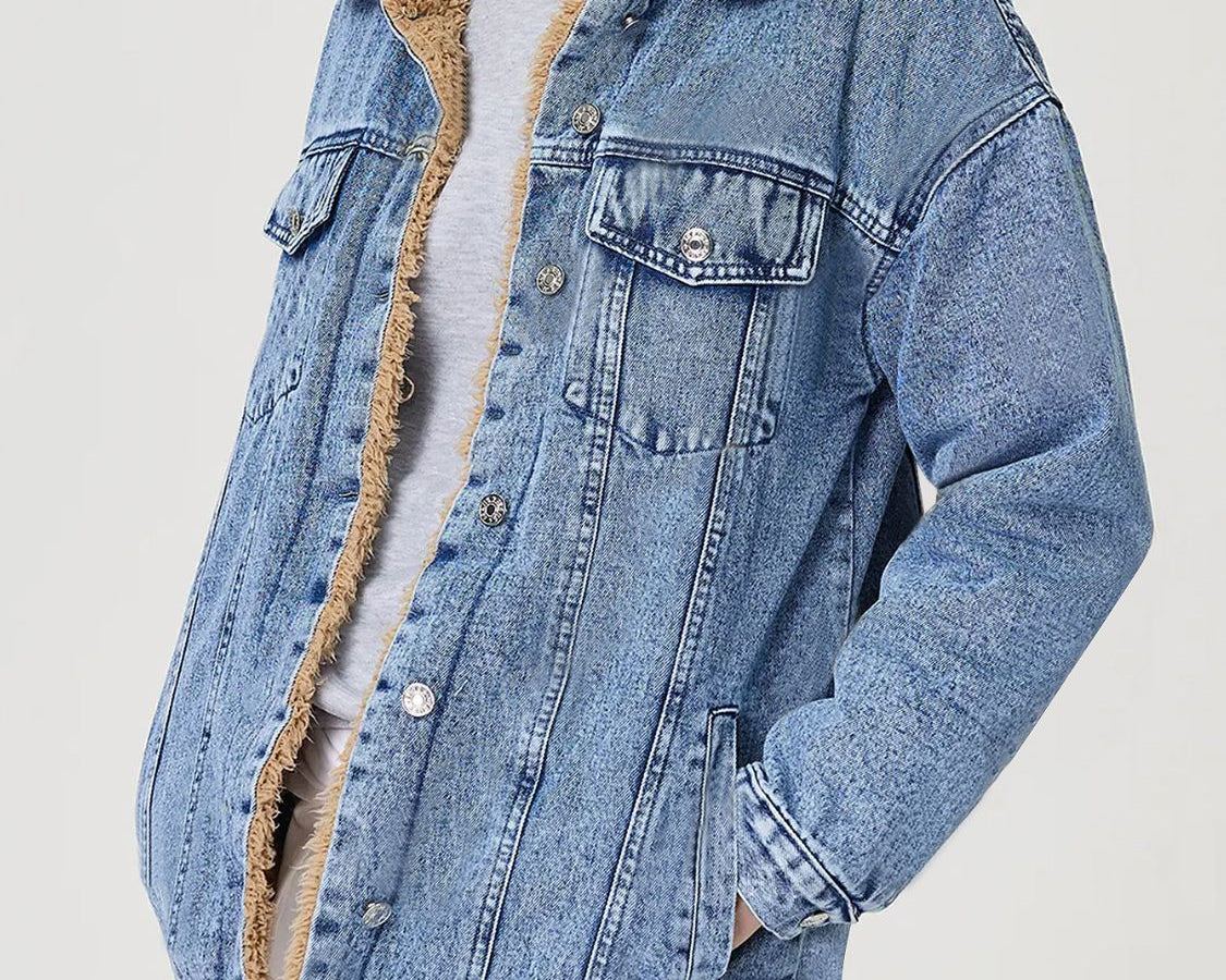 NEWYORKLISTED STYLE COLLECTION: Neck Plush Denim Jacket - NEWYORKLISTED