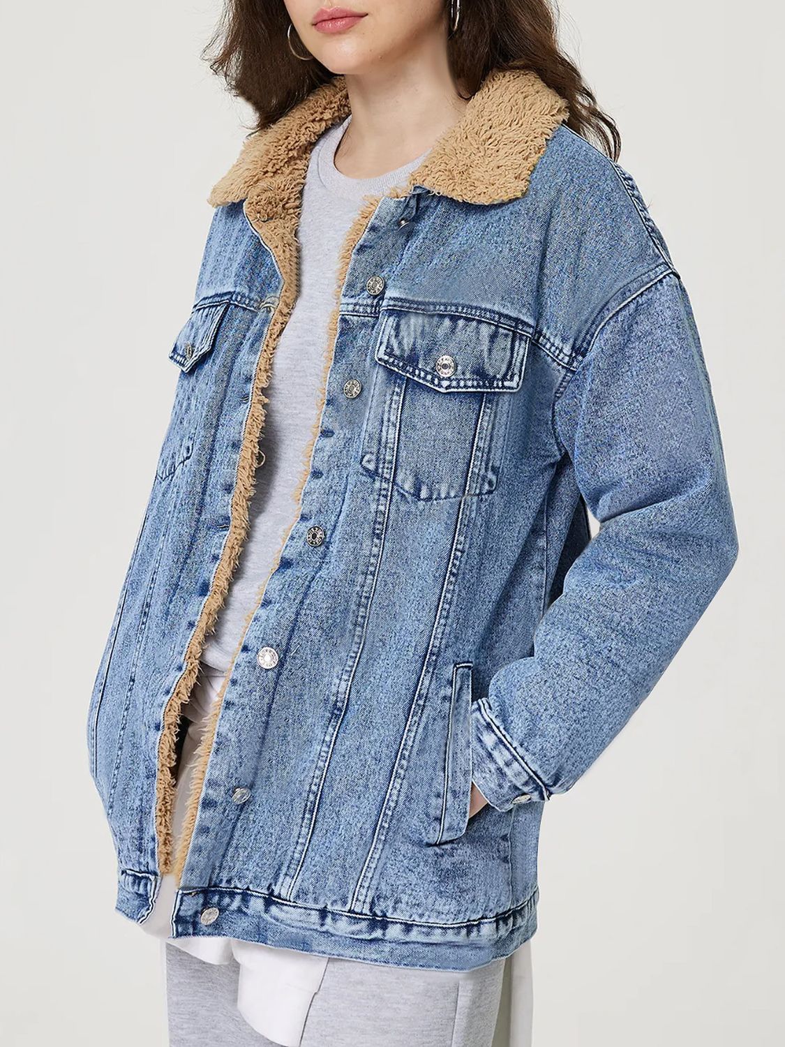 NEWYORKLISTED STYLE COLLECTION: Neck Plush Denim Jacket - NEWYORKLISTED