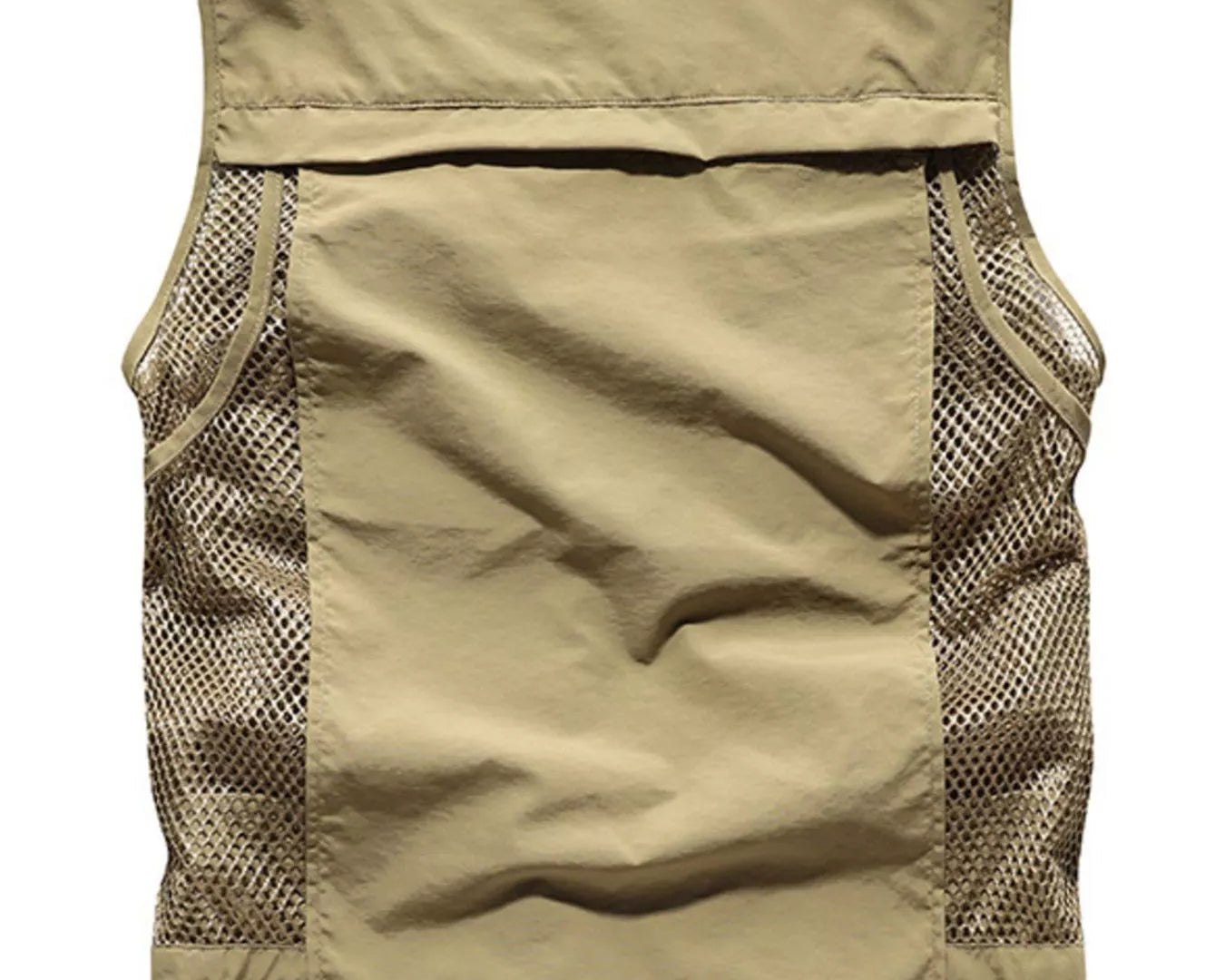 NEWYORKLISTED ATLAS MEN"S COLLECTION: Beige vest with mesh panels on a white background