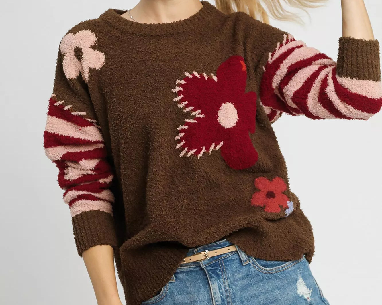 Flower jacquard striped long sleeve sweater – NEWYORKLISTED STYLE COLLECTION cozy chic knit
