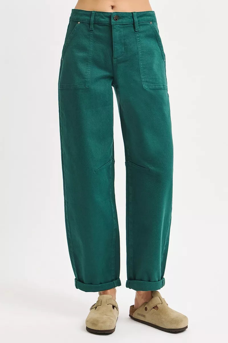 NEWYORKLISTED STYLE COLLECTION: RISEN High Rise Ankle Cuffed Barrel Pants