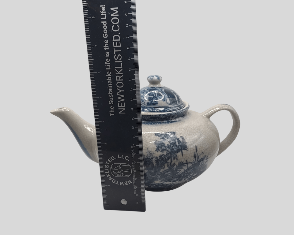 Blue and White Porcelain Teapot – 18th Century Style Replica with Crackle Glaze - NEWYORKLISTED