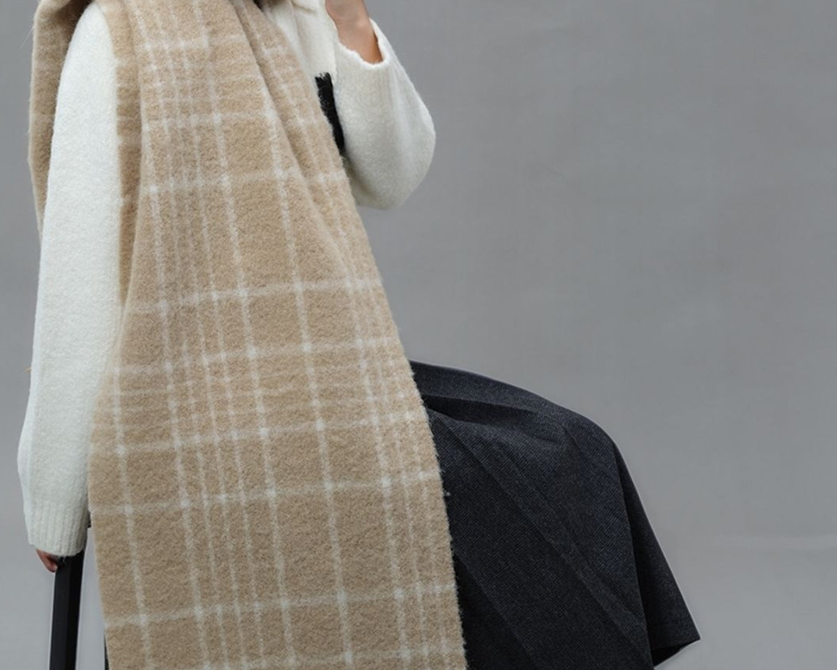 NEWYORKLISTED STYLE COLLECTION: Fringe Plaid Thermal Scarf - NEWYORKLISTED