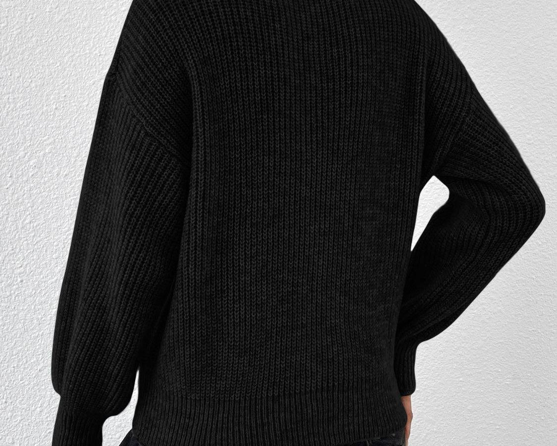 Honey Half Zip Dropped Shoulder Sweater - NEWYORKLISTED