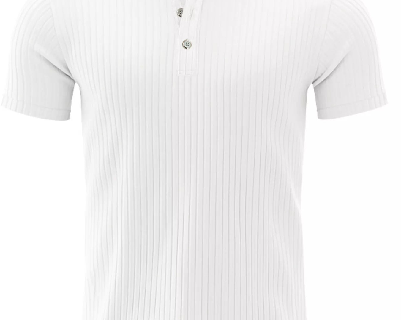 NEWYORKLISTED ATLAS MEN'S COLLECTION: White ribbed henley shirt on a white background