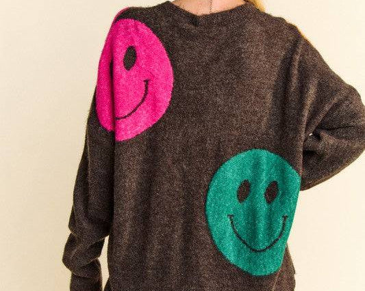 NEWYORKLISTED STYLE COLLECTION: Smile Round Neck Oversize Sweater - NEWYORKLISTED