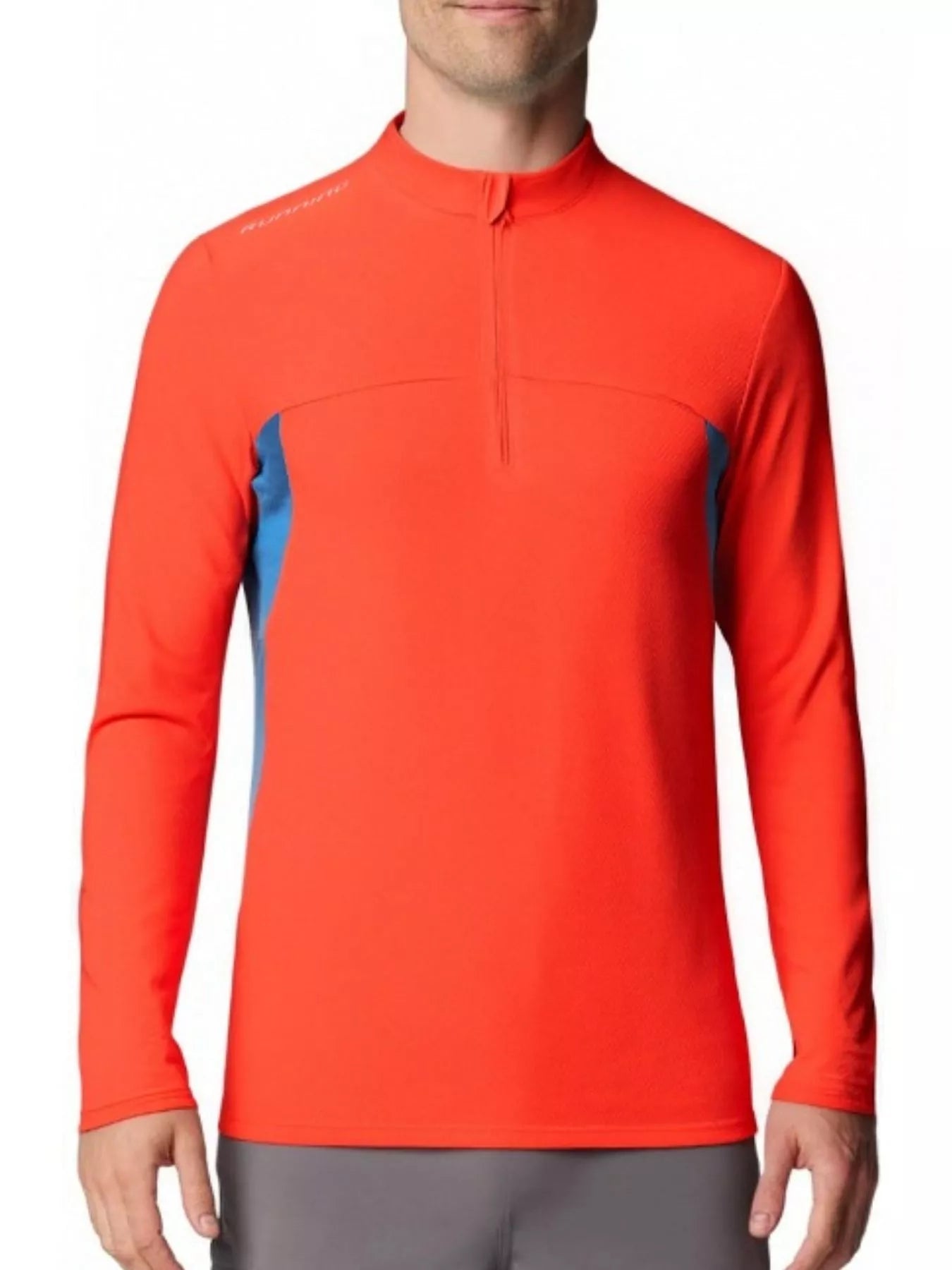 NEWYORKLISTED ATLAS MEN's COLLECTION: Orange long-sleeve athletic shirt with a quarter zip on a white background - Get fit in 2026