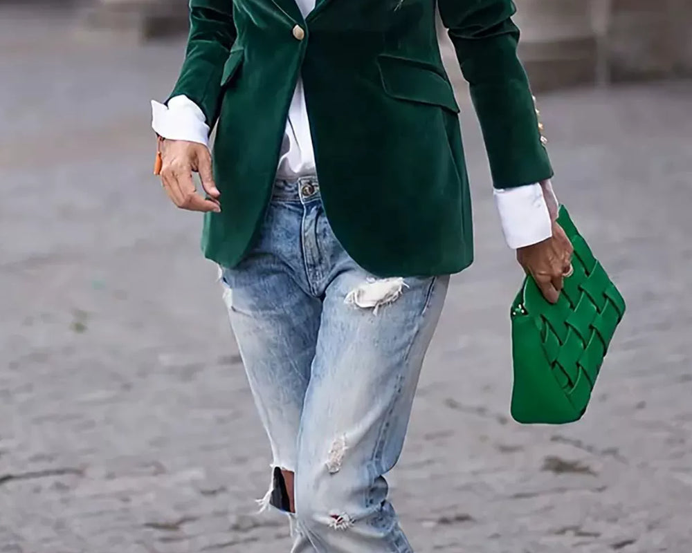 Lapel Collar One Button Blazer - NEWYORKLISTED