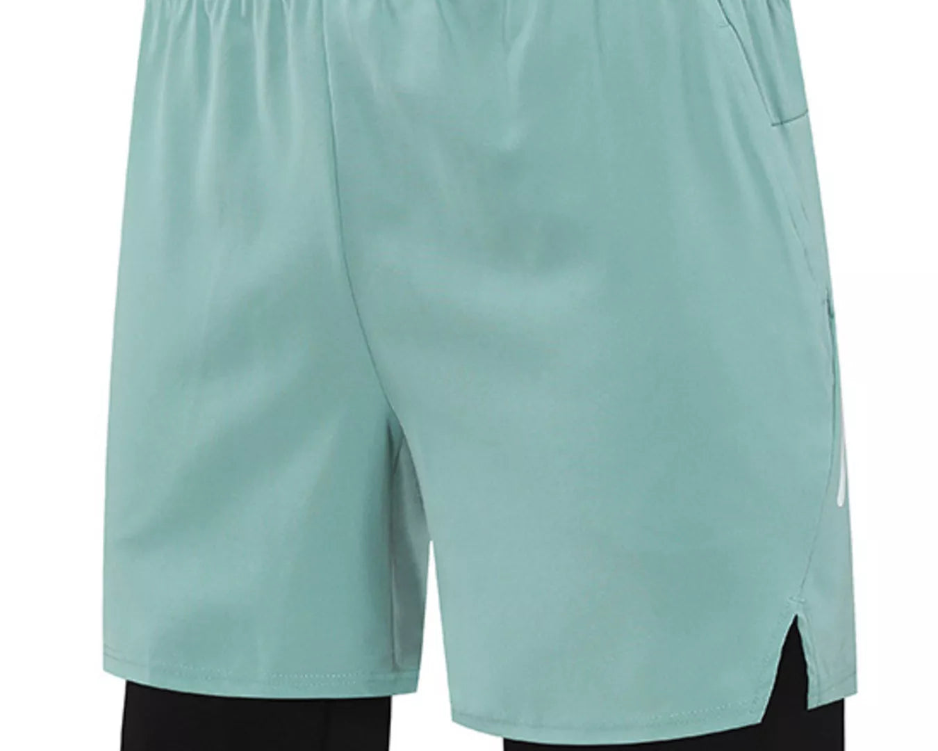 NEWYORKLISTED ATLAS MEN's COLLECTION: Light blue athletic shorts with black accents on a white background