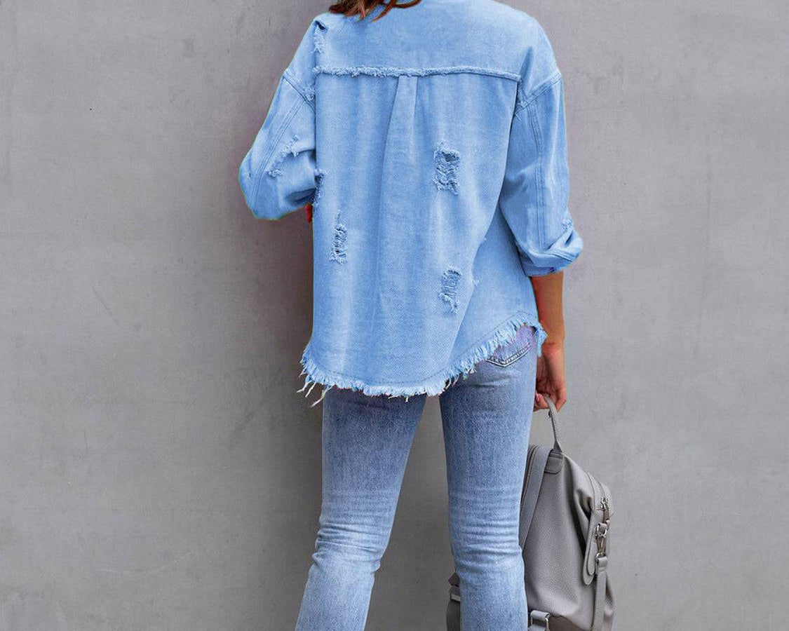 NEWYORKLISTED STYLE COLLECTION: Distressed Color Pop Denim Jacket - NEWYORKLISTED