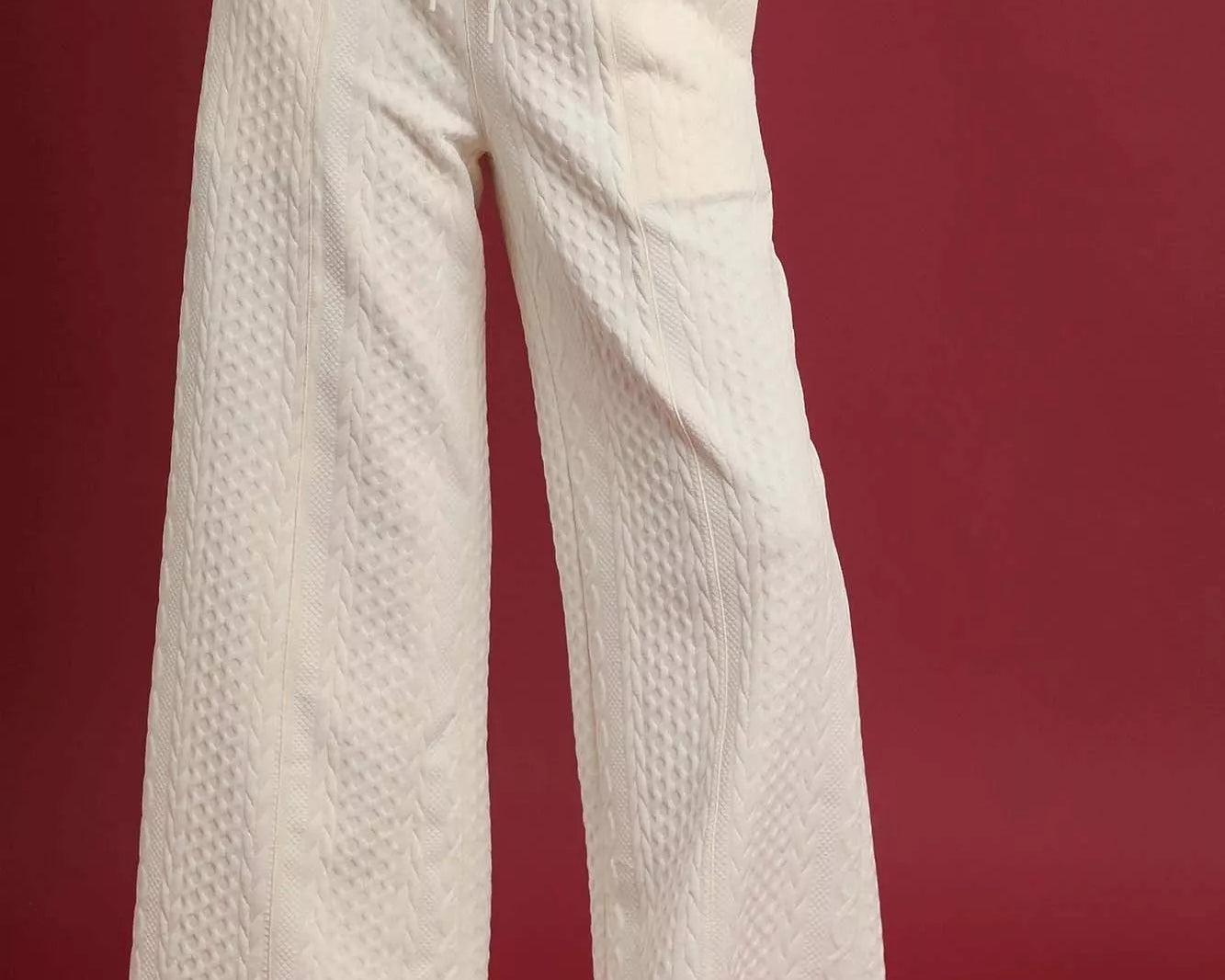 Cable knit textured wide leg drawstring pants – NEWYORKLISTED STYLE COLLECTION casual chic