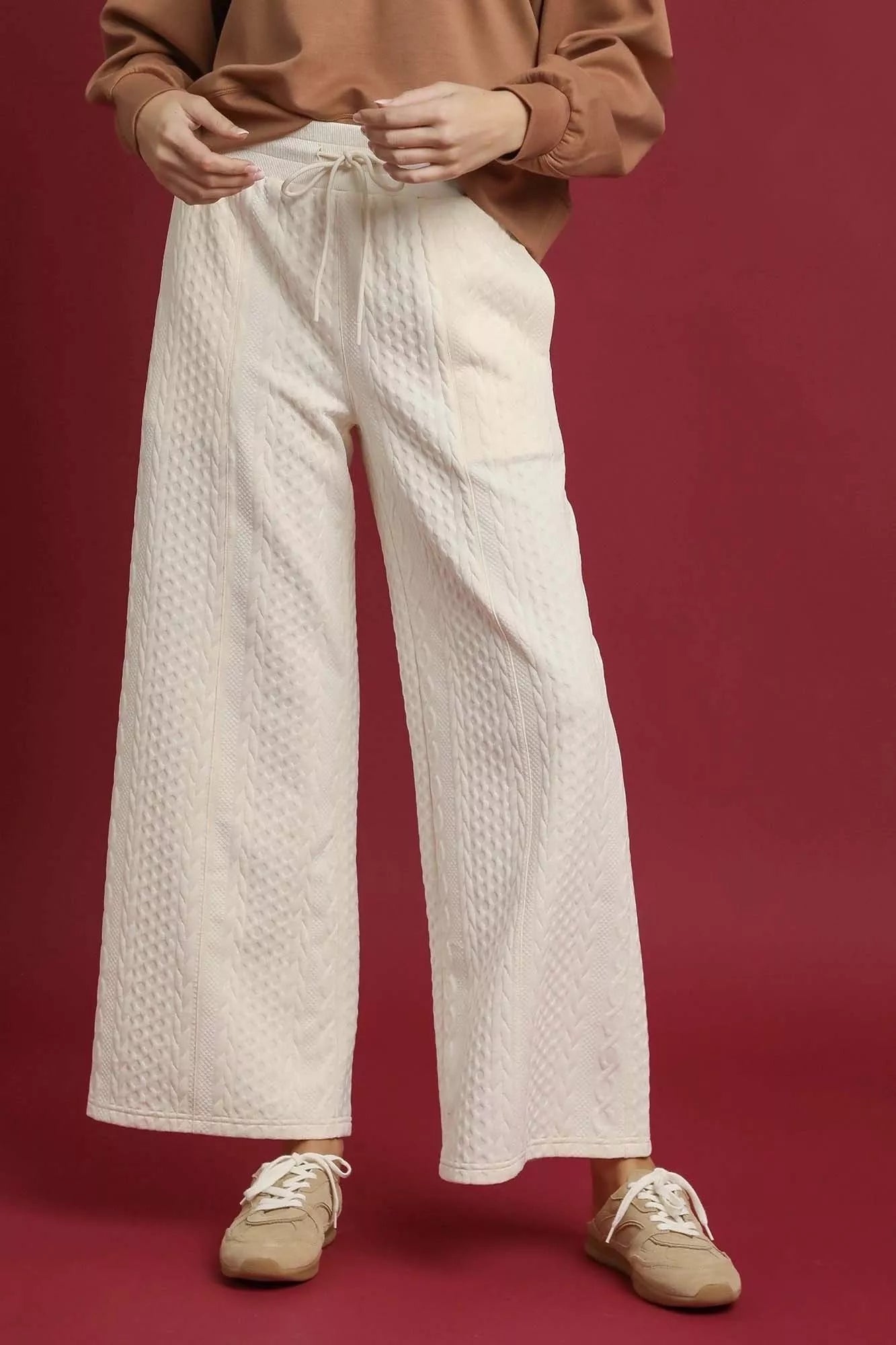 Cable knit textured wide leg drawstring pants – NEWYORKLISTED STYLE COLLECTION casual chic