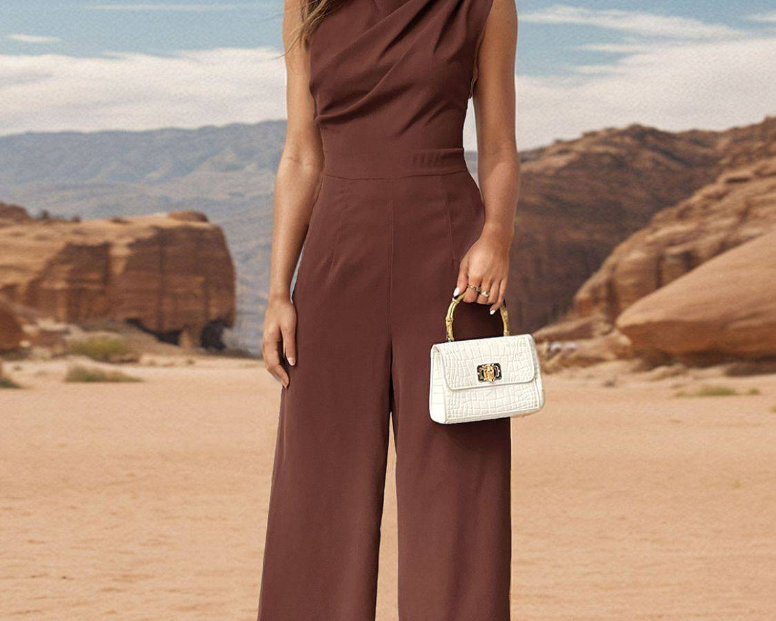 Perfee Ruched Mock Neck Sleeveless Jumpsuit - NEWYORKLISTED