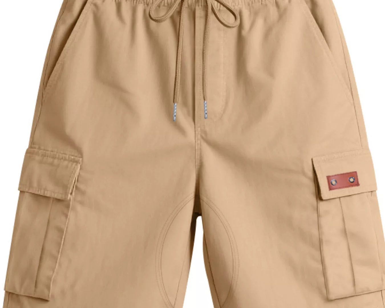 NEWYORKLISTED ATLAS MEN'S COLLECTION: Beige cargo shorts with drawstring on a white background