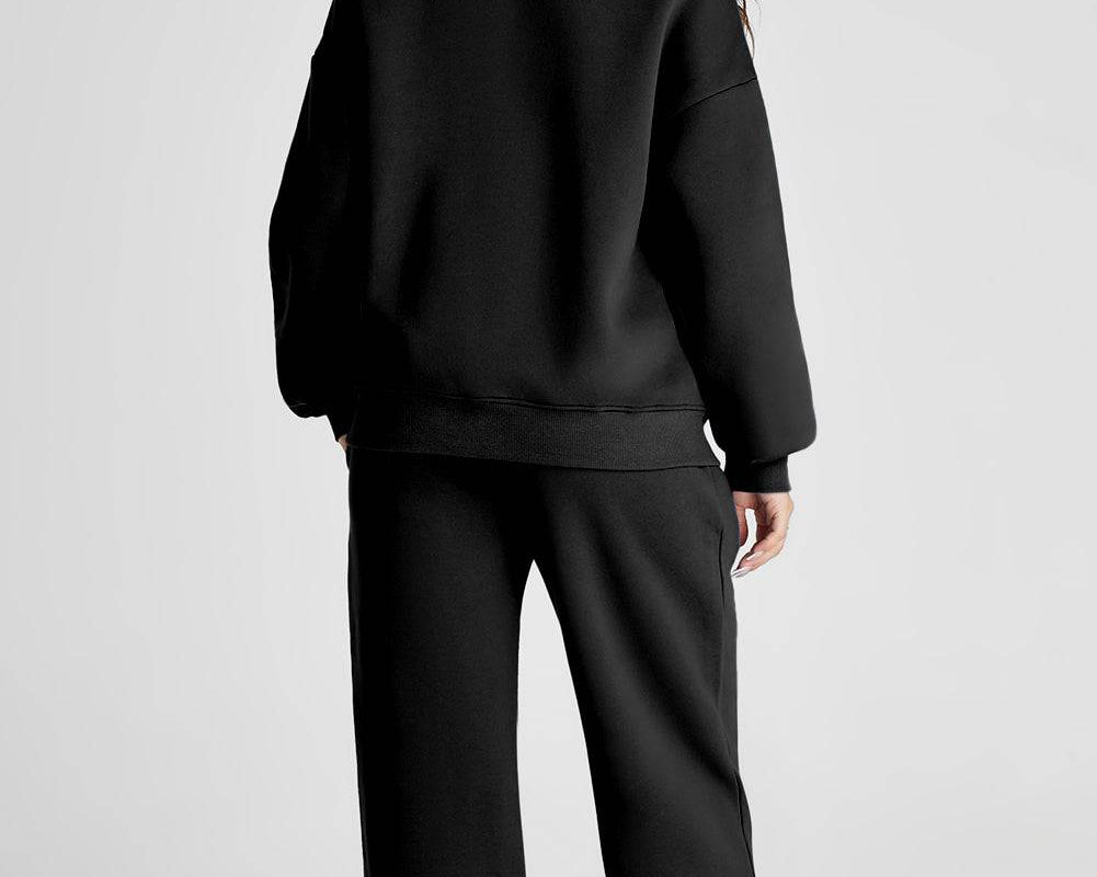 Quarter Zip Long Sleeve Top and Pants Set - NEWYORKLISTED