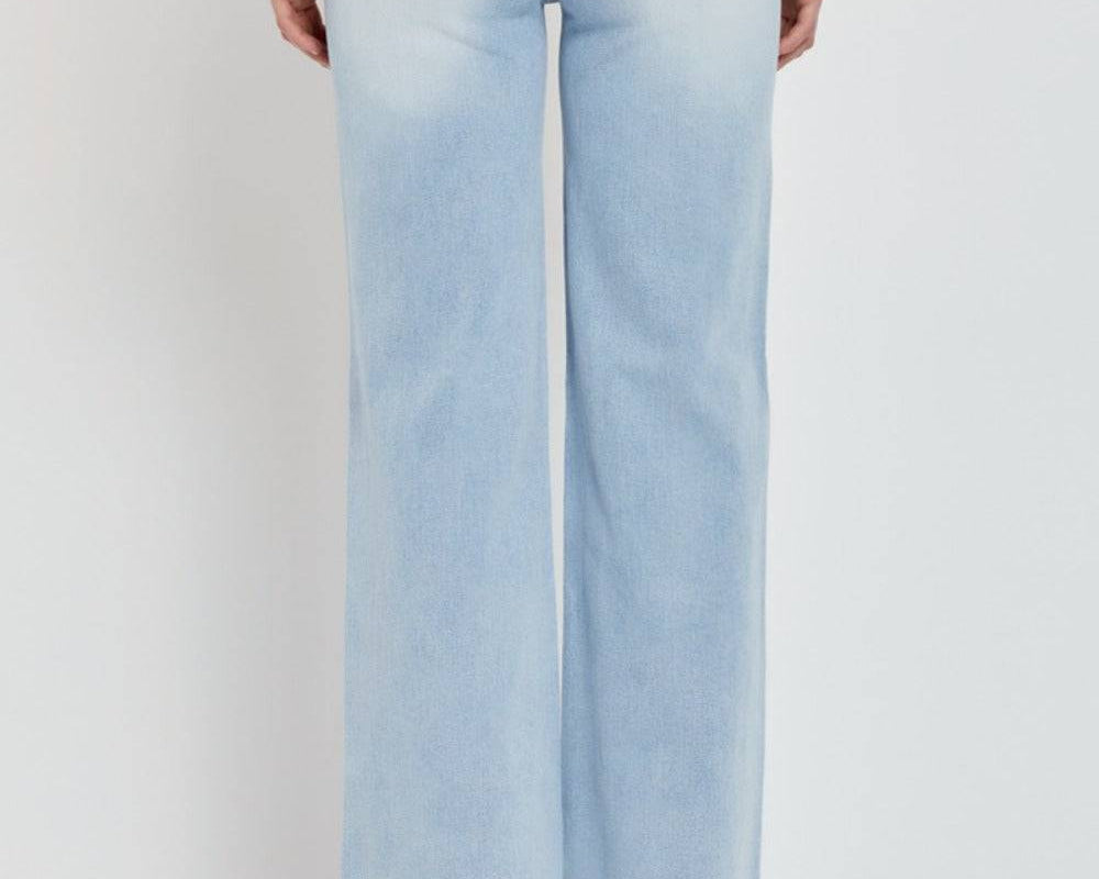 NEWYORKLISTED STYLE COLLECTION: Bleached Blue Wide Leg Denim Jeans - NEWYORKLISTED