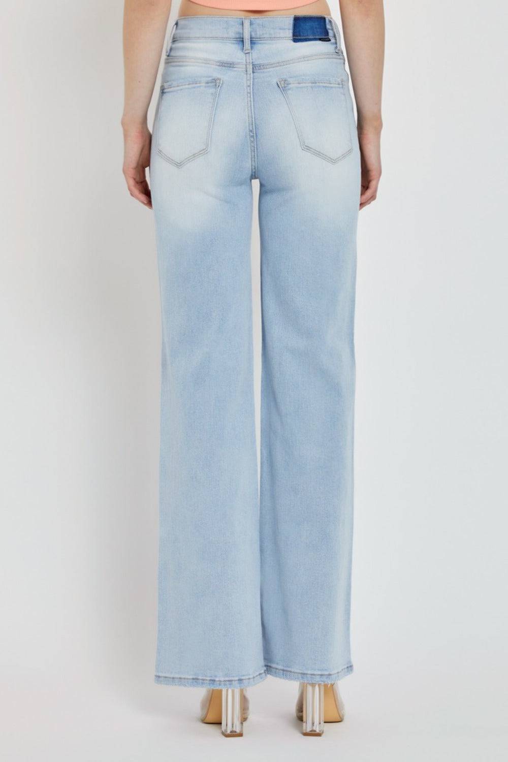 NEWYORKLISTED STYLE COLLECTION: Bleached Blue Wide Leg Denim Jeans - NEWYORKLISTED