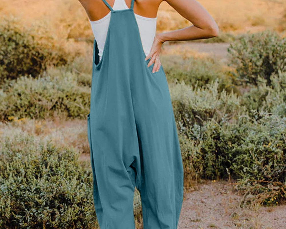 NEWYORKLISTED V-Neck Sleeveless Jumpsuit with Pockets - NEWYORKLISTED