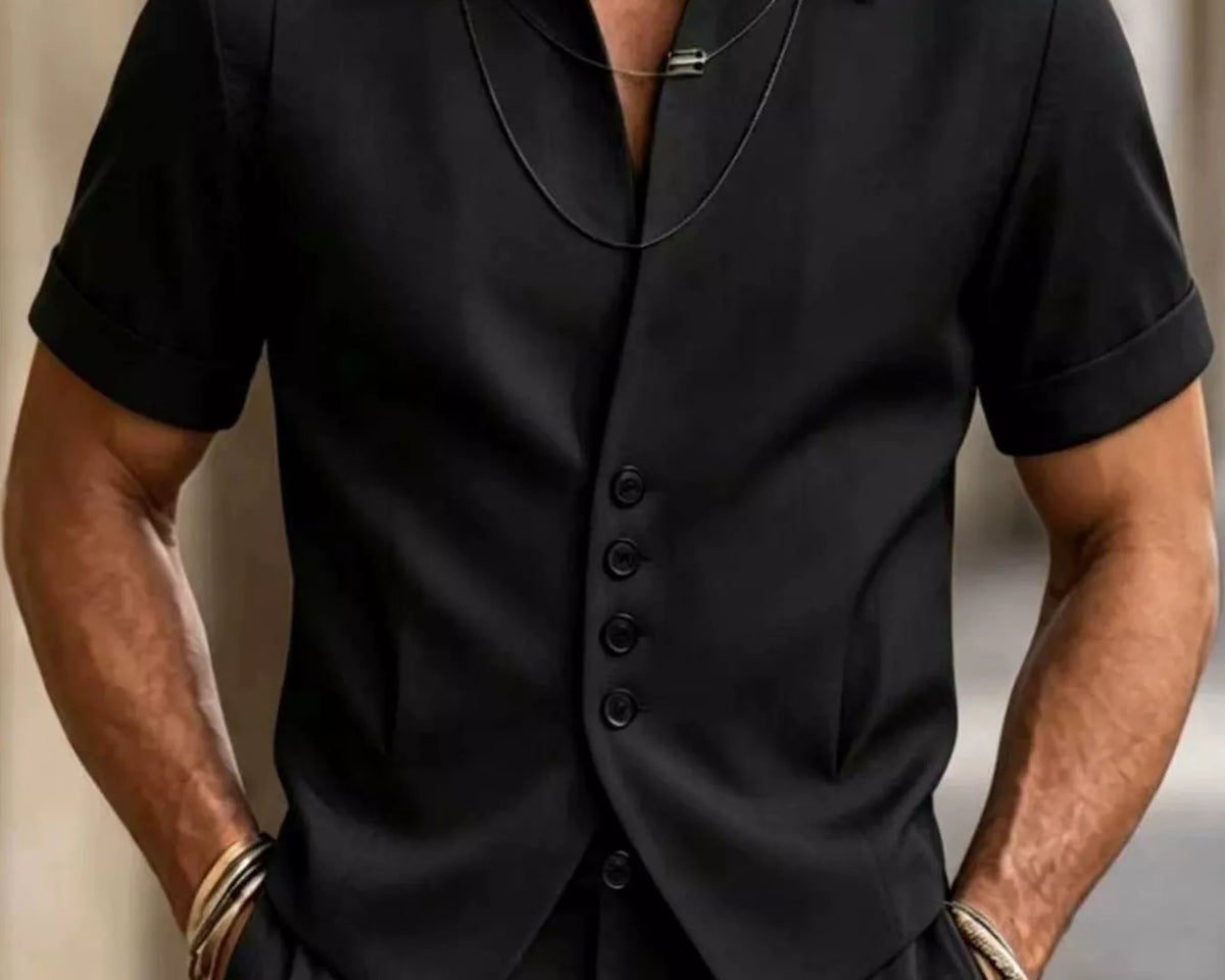 NEWYORKLISTED ATLAS MEN'S COLLECTION – Men's slim-fit short-sleeve button-down shirt, product image 1