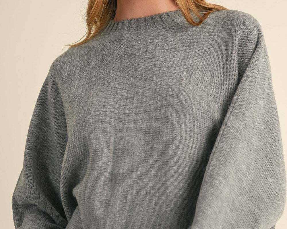 Mable Round Neck Dolman Sleeve Cropped Sweater - NEWYORKLISTED