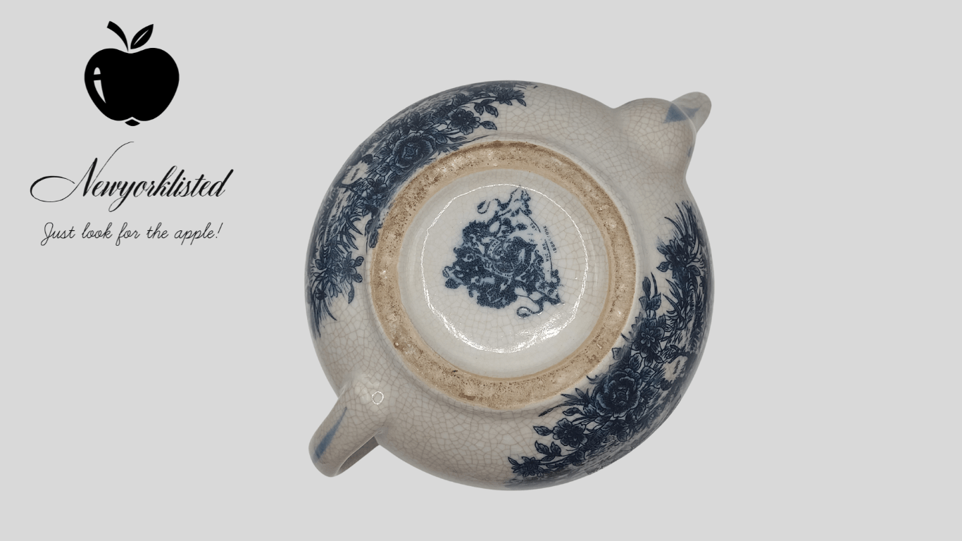 Blue and White Porcelain Teapot – 18th Century Style Replica with Crackle Glaze - NEWYORKLISTED