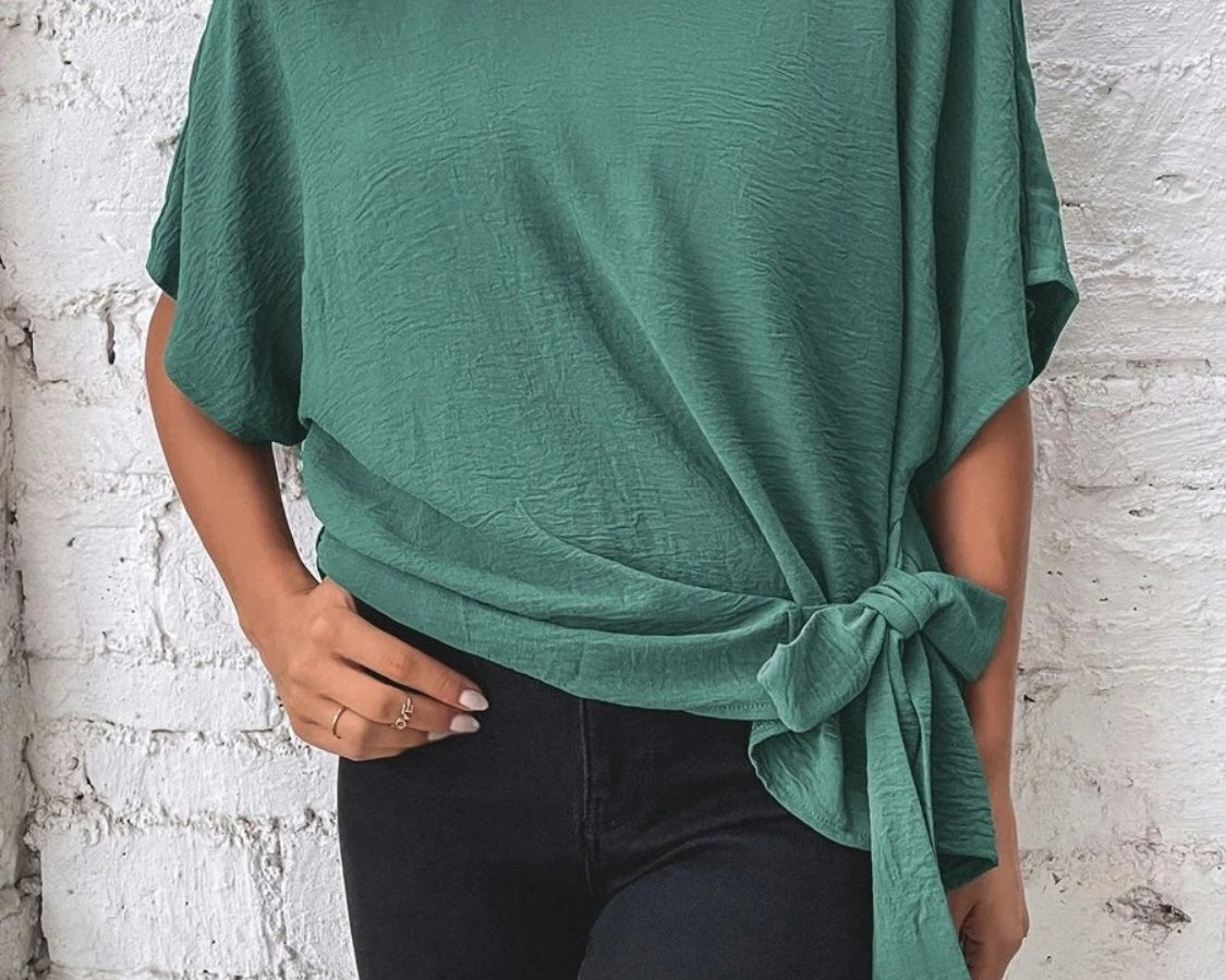 NEWYORKLISTED STYLE COLLECTION: Side Bow Short Sleeve Blouse - NEWYORKLISTED