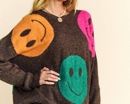 NEWYORKLISTED STYLE COLLECTION: Smile Round Neck Oversize Sweater - NEWYORKLISTED