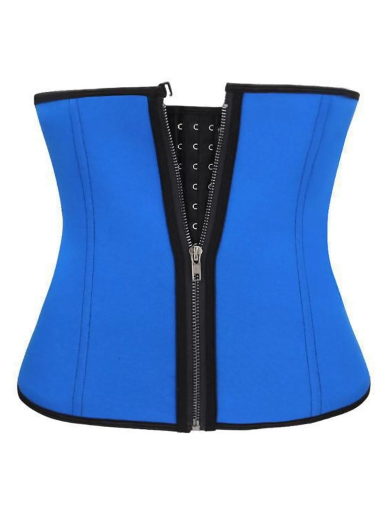 NEWYORKLISTED Intimate Apparel: Blue waist trainer with a zipper on a white background