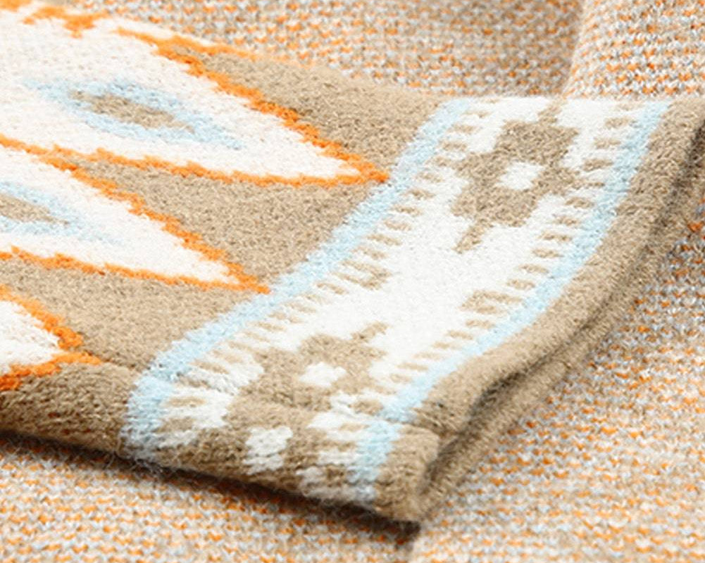 Geometric Open Front Long Sleeve Cardigan - NEWYORKLISTED