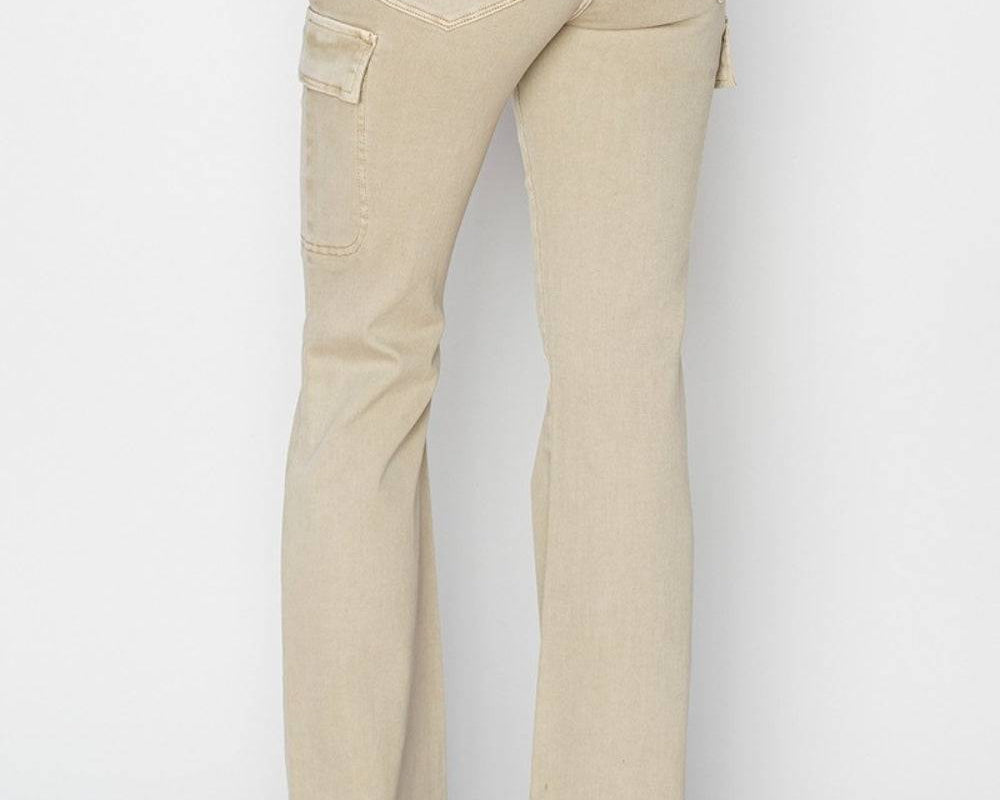 RISEN Full Size High Rise Side Slit Cargo Bootcut Jeans - NEWYORKLISTED