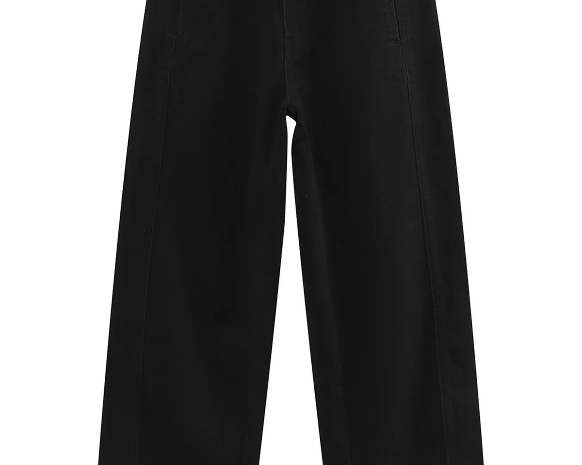 NEWYORKLISTED ATLAS MEN'S COLLECTION: Black wide-leg cropped pants shown flat against a solid white background.