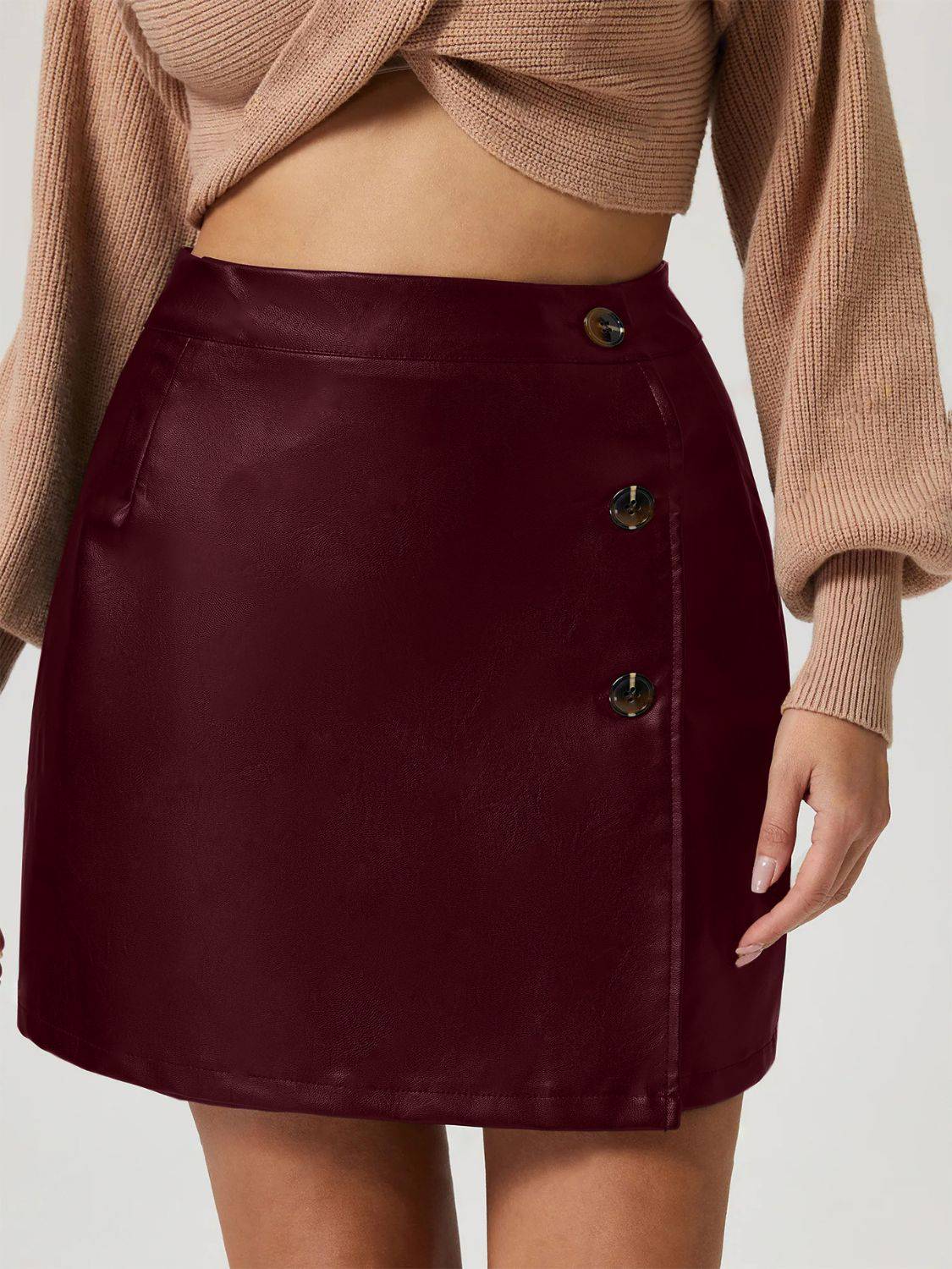 Buttoned High Rise Mini Skirt - NEWYORKLISTED