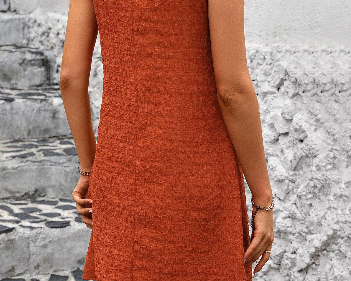 NEWYORKLISTED STYLE COLLECTION: Asymmetrical Neck Sleeveless Mini Dress - NEWYORKLISTED