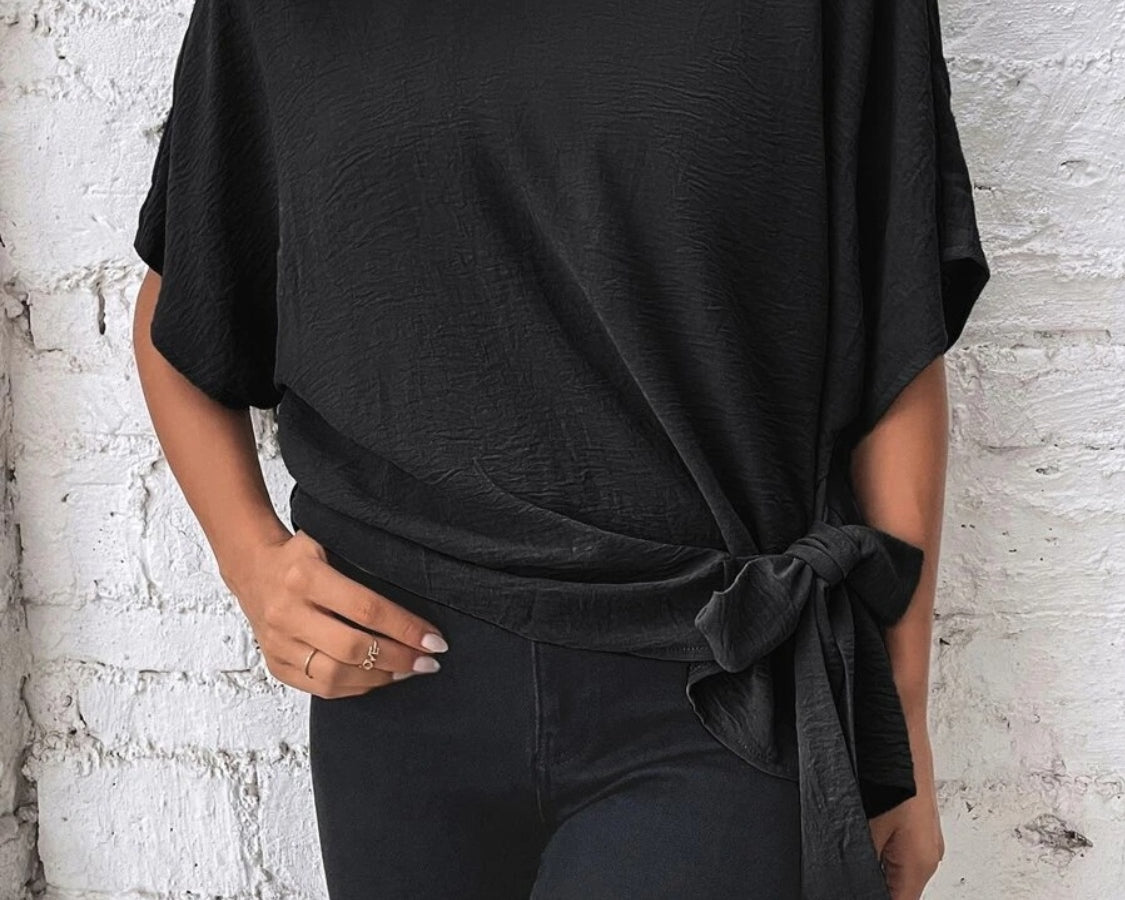 NEWYORKLISTED STYLE COLLECTION: Side Bow Short Sleeve Blouse - NEWYORKLISTED