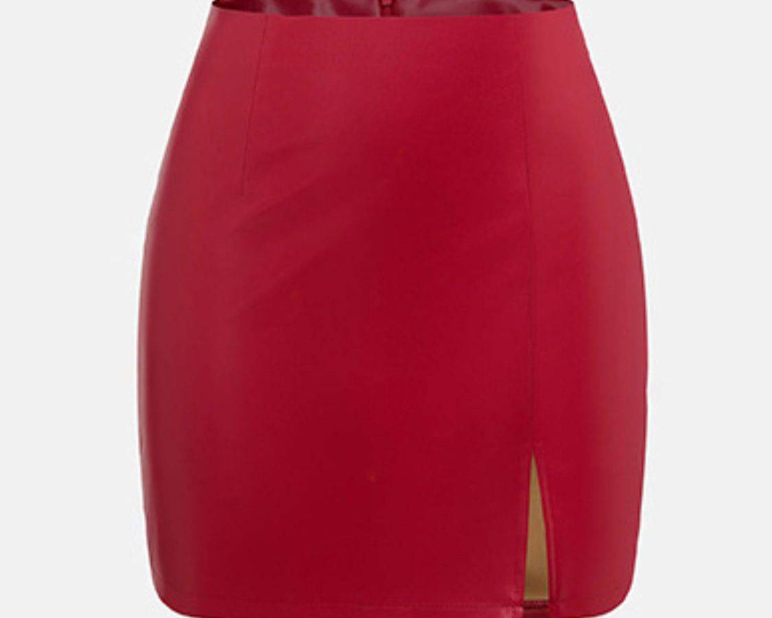 Slit Mini Skirt with Zipper - NEWYORKLISTED