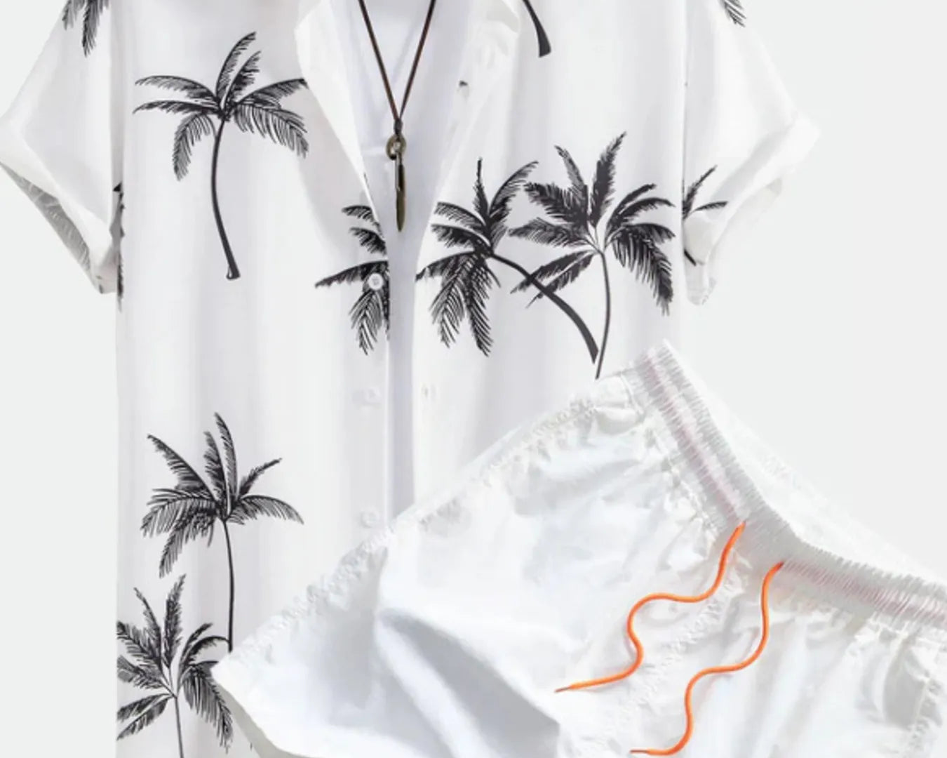NEWYORKLISTED ATLAS MEN'S COLLECTION: Palm Tree Print Short Sleeve Shirt & Shorts Set – Men's Plus Size | Lightweight Two-Piece Outfit