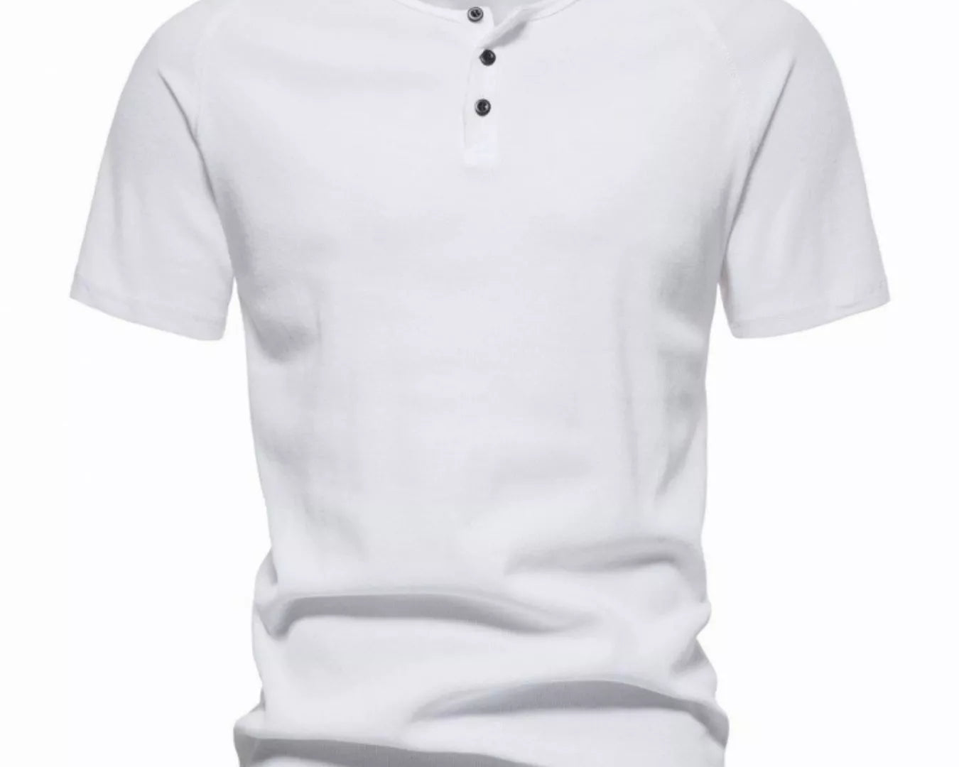 NEWYORKLISTED ATLAS MEN'S COLLECTION: White t-shirt with buttons on a white background