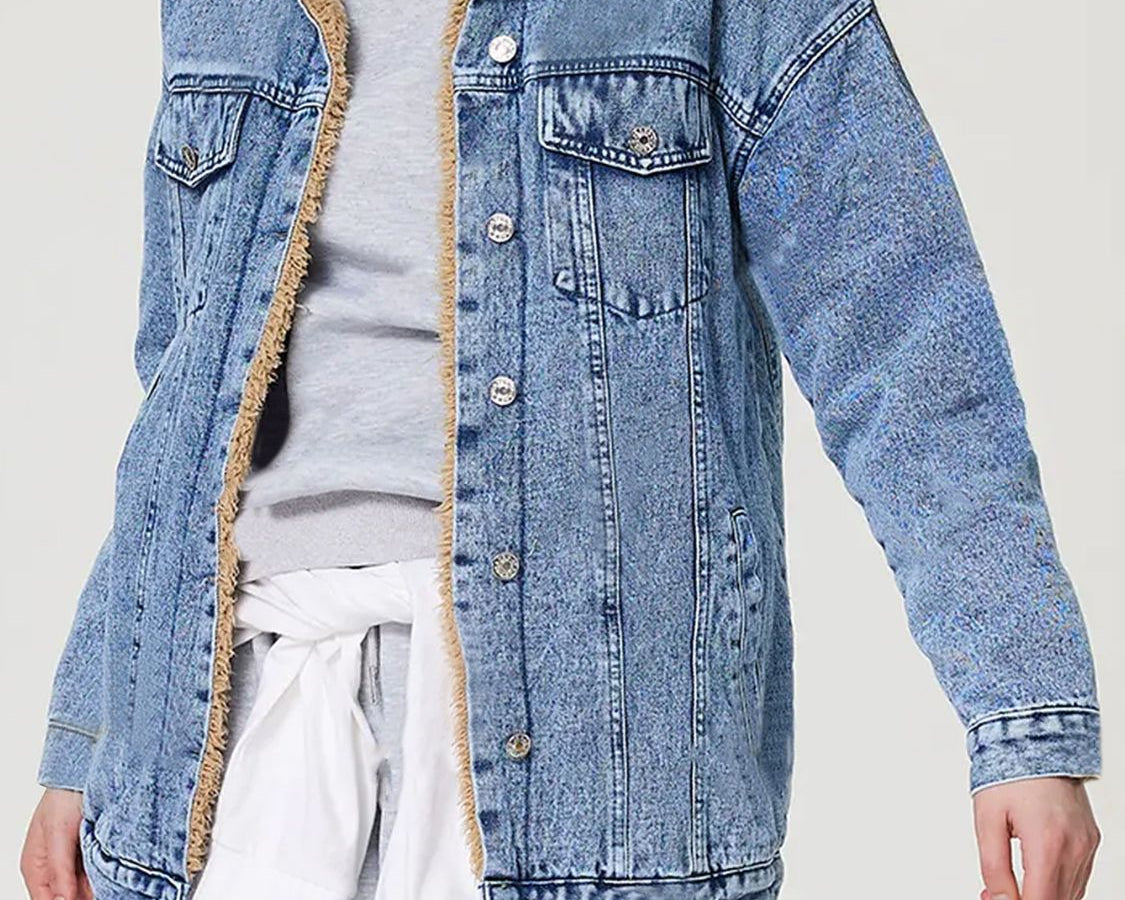 NEWYORKLISTED STYLE COLLECTION: Neck Plush Denim Jacket - NEWYORKLISTED