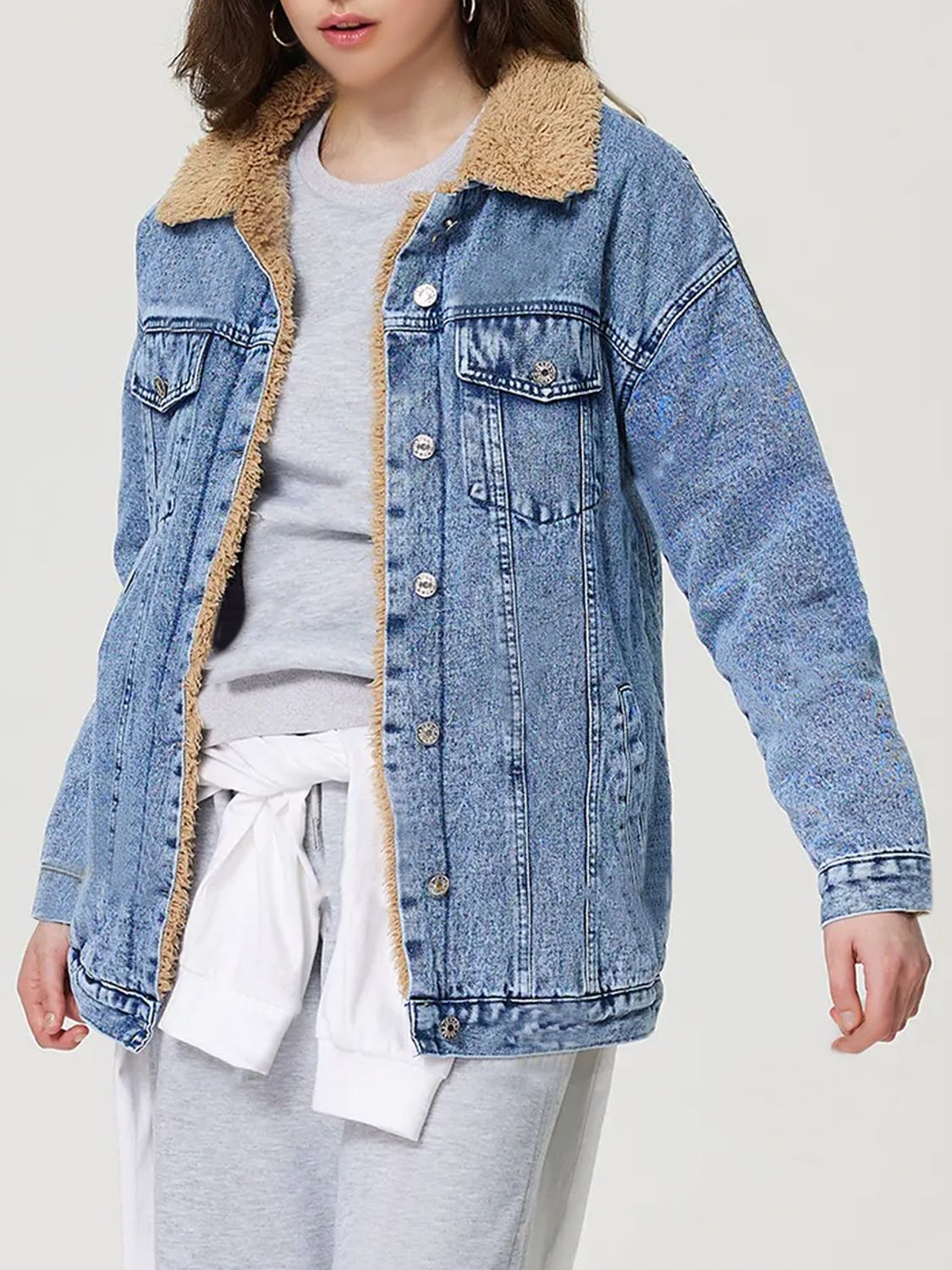NEWYORKLISTED STYLE COLLECTION: Neck Plush Denim Jacket - NEWYORKLISTED
