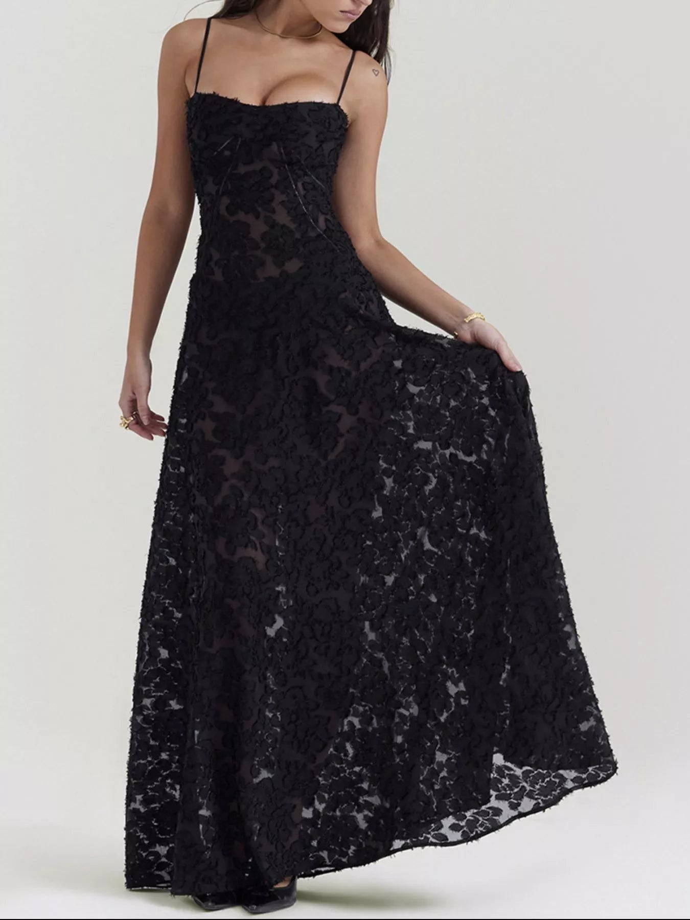 NEWYORKLISTED STYLE COLLECTION: Black lace dress on a white background