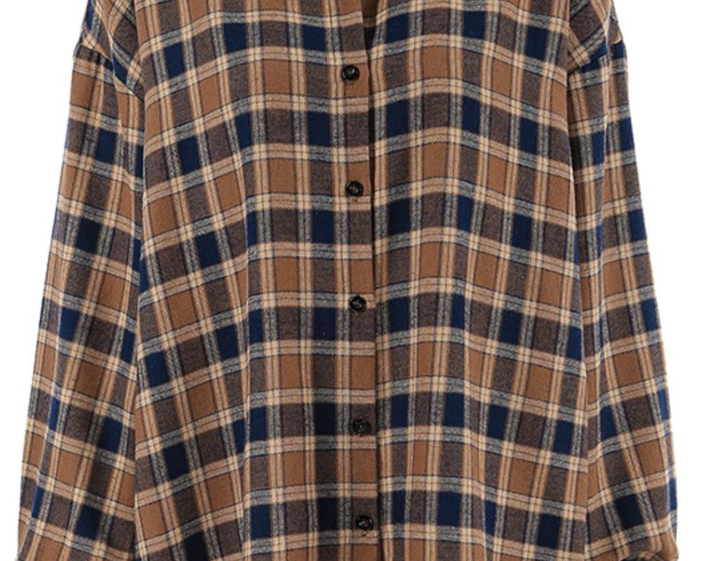 Plaid Button Up Drop Shoulder Shacket - NEWYORKLISTED